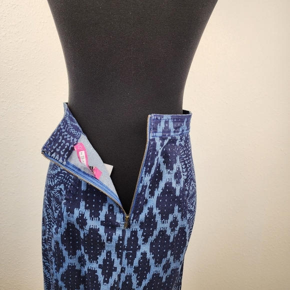Plenty by Tracy Reese Anthropologie Boho Style Blue Straight Maxi Skirt Size 4 - Picture 5 of 9